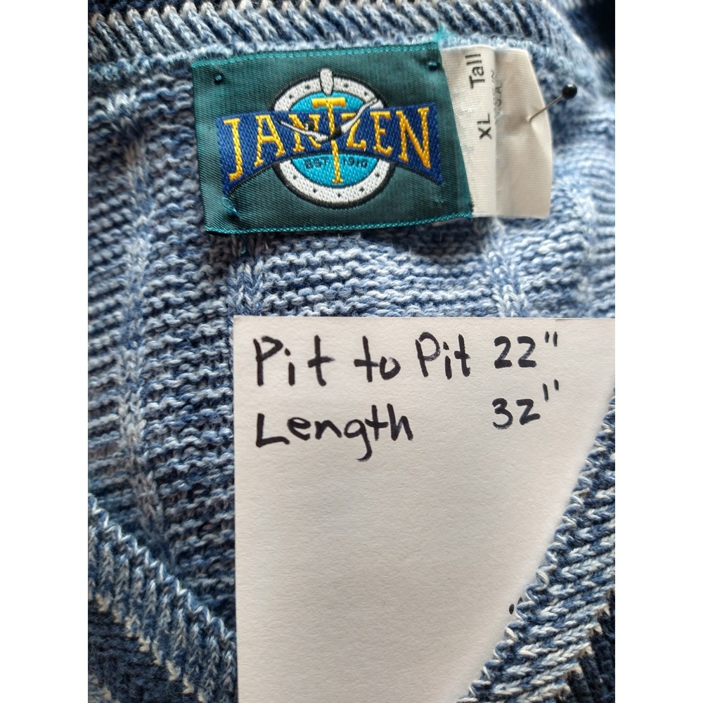 Men's JANTZEN Preppy Sweater‎ BLUE V NECK - XL Tall - Picture 5 of 5